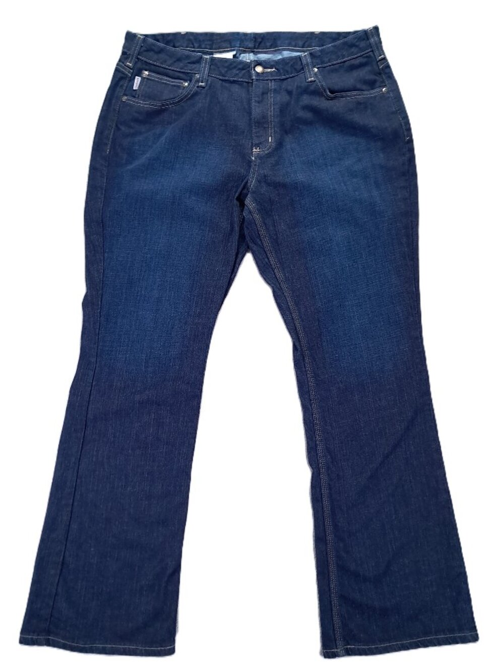 Carhartt Jean Women 36x31, Tag 16x32 Bootcut Curvy Fit Dark Blue Stretch WB014